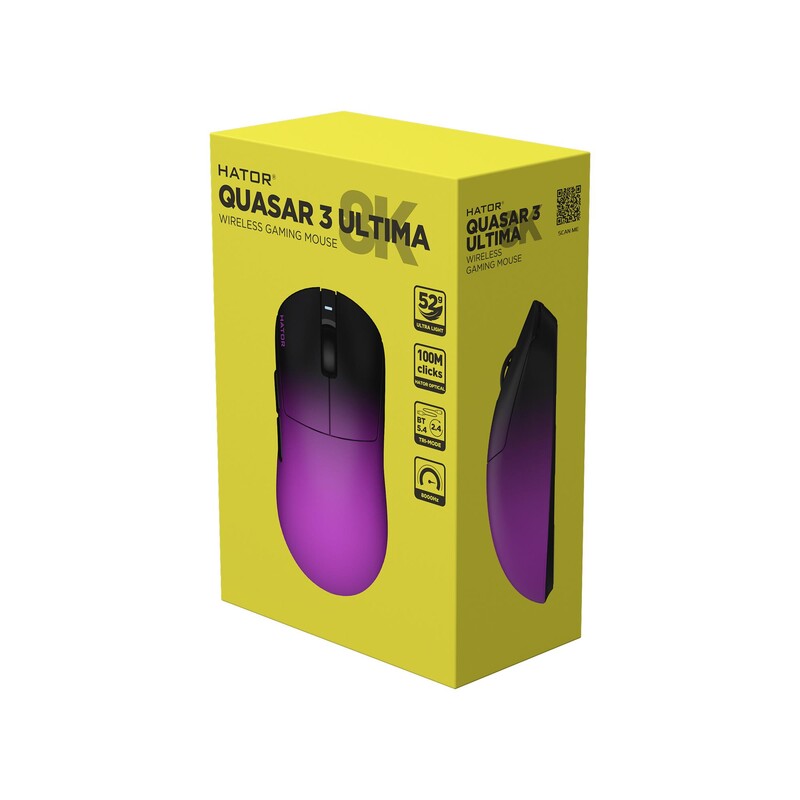 Мышь беспроводная Hator Quasar 3 Ultima 8K Wireless Black/Violet (HTM760)