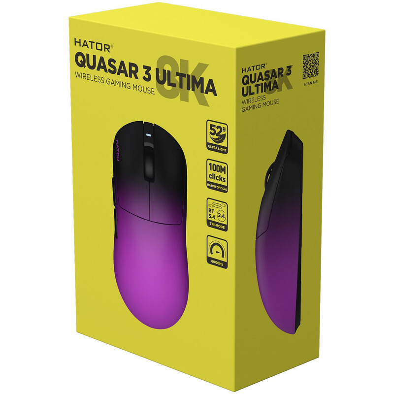 Миша бездротова Hator Quasar 3 Ultima 8K Wireless Black/Violet (HTM760)