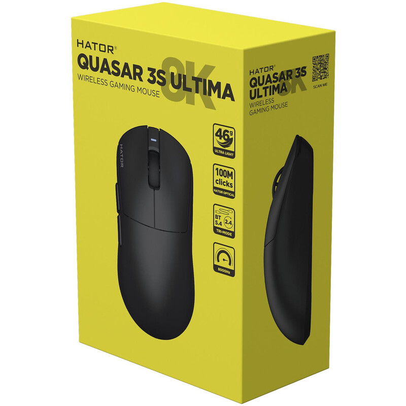 Мышь беспроводная Hator Quasar 3S Ultima 8K Wireless Black (HTM660)