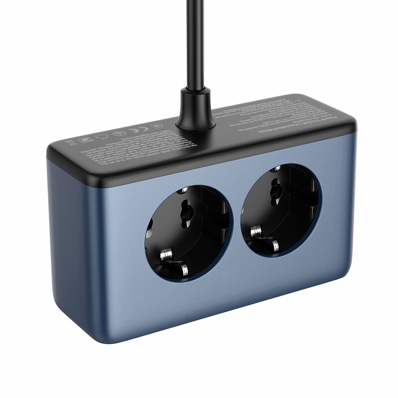 Фільтр живлення ColorWay CW-CHE25PDB 45W 2 розетки, 1xUSB-A 2xUSB-C, 2 м, синій