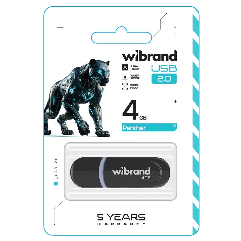 Флеш-накопитель USB 4GB Wibrand Panther Black (WI2.0/PA4P2B)