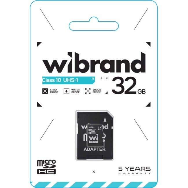 Карта пам`ятi MicroSDHC 32GB UHS-I Class 10 R30/W10MB/s Wibrand + SD-adapter (WICDHU1/32GB-A)