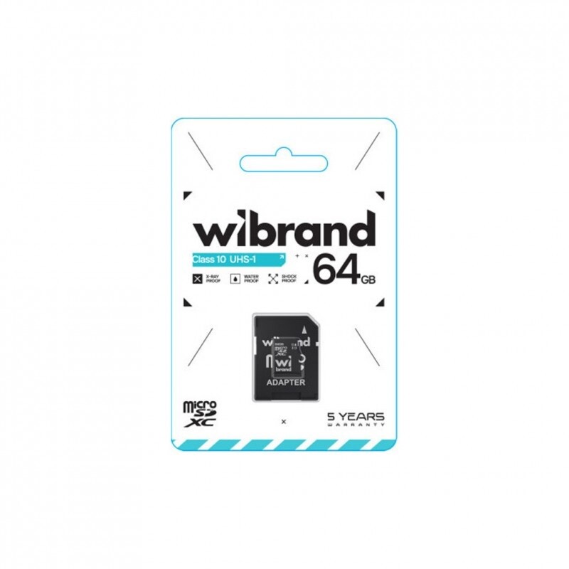 Карта пам`ятi MicroSDXC 64GB UHS-I Class 10 R100/W50MB/s Wibrand + SD-adapter (WICDXU1/64GB-A)