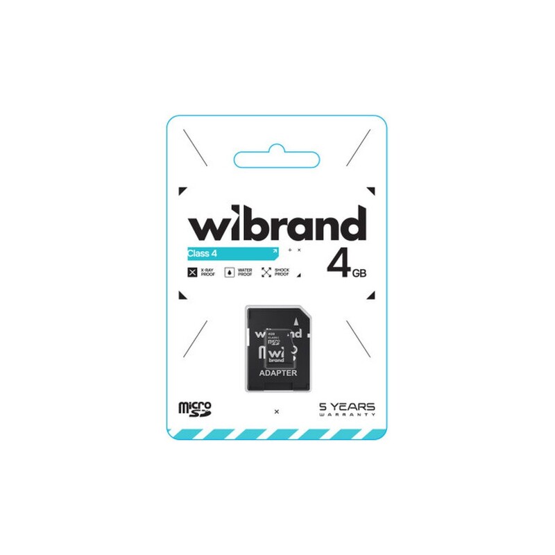 Карта памяти MicroSDHC 4GB Class 4 Wibrand + SD-adapter (WICDC4/4GB-A)