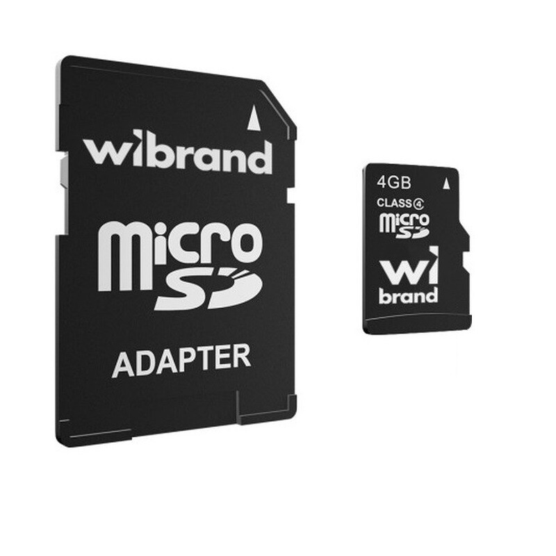 Карта памяти MicroSDHC 4GB Class 4 Wibrand + SD-adapter (WICDC4/4GB-A)