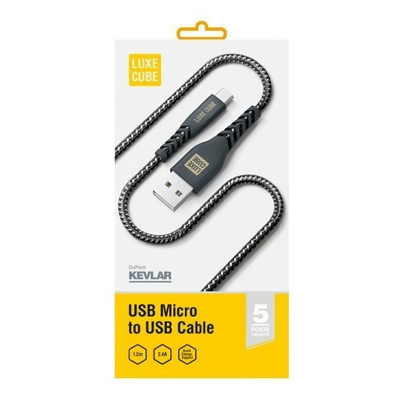 Кабель Luxe Cube Kevlar USB - micro USB (M/M), 1.2 м, черный (8886668686242)