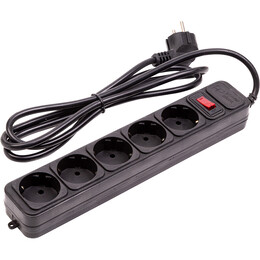 Фільтр живлення PowerPlant JY-1056/1.8 (EX610716) 5 розеток, 1.8 м, чорний