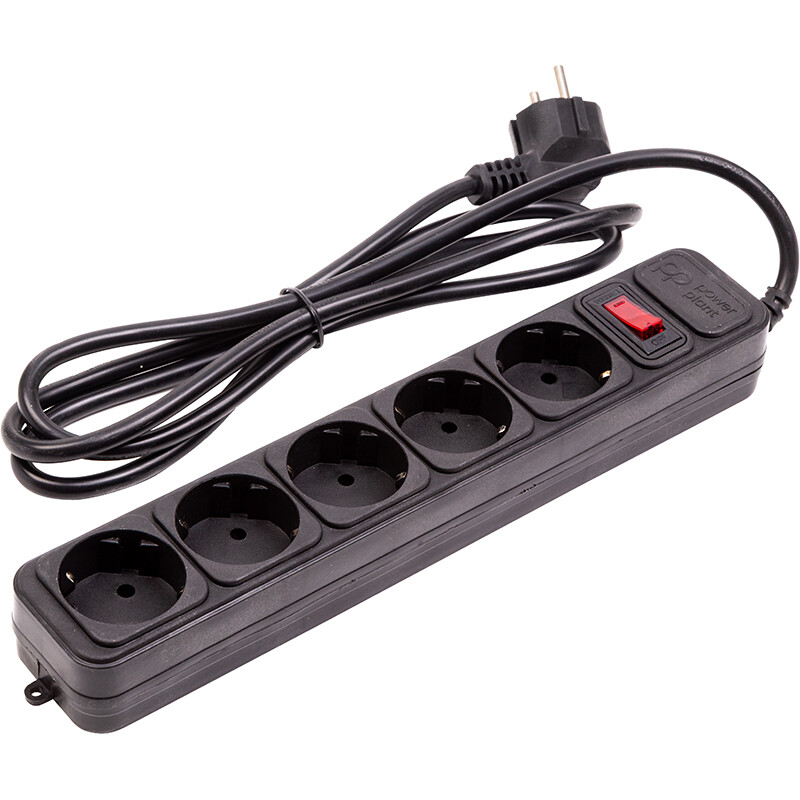Фільтр живлення PowerPlant JY-1056/1.8 (EX610716) 5 розеток, 1.8 м, чорний
