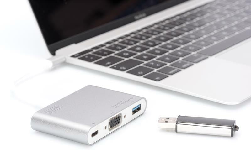 Концентратор USB Type-C Digitus Silver (DA-70839) USB 3.0, VGA, USB-C
