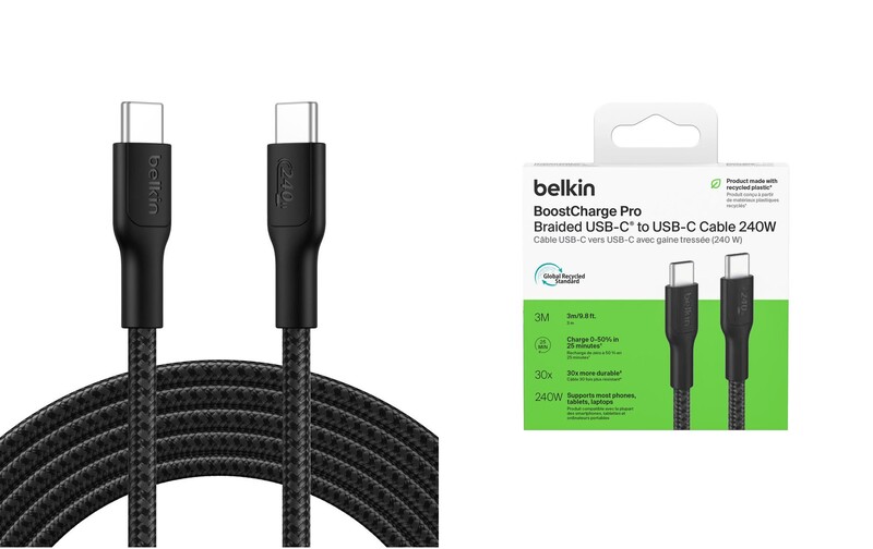 Кабель Belkin USB-C - USB-C (M/M), 3 м, Black (CAB025HQ3MBK)