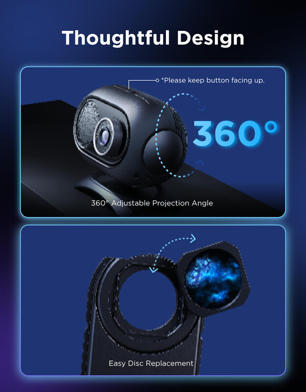 Лазерний нічник-проектор зоряного неба Govee H609D Galaxy Light Projector 2 Pro Black (H609D311)