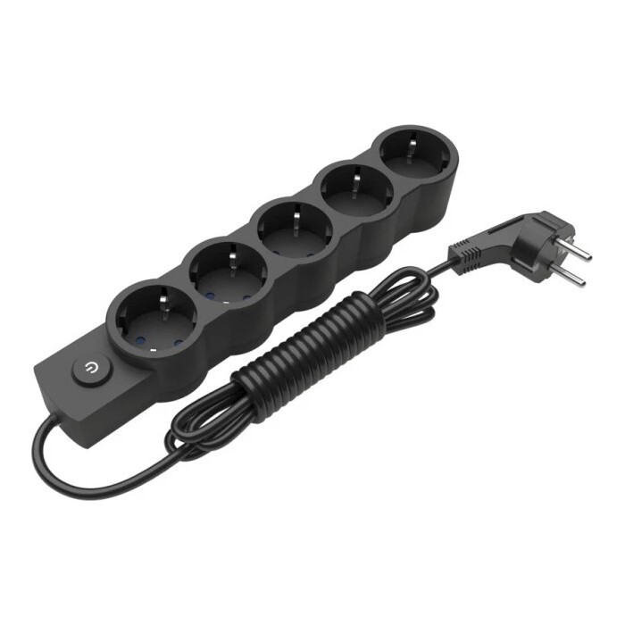 Подовжувач блоковий (PP) Electrum 5 розеток 5 м з вимикачем та заземленням Black (C-ES-1549)