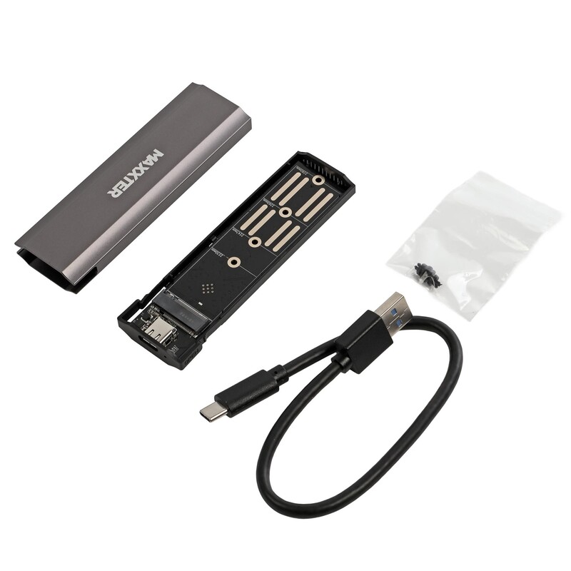 Внешний карман Maxxter M.2 NVMe PCIe, USB 3.1 Type-C Gen2, Metal, Black (EHDE-2280S-02)