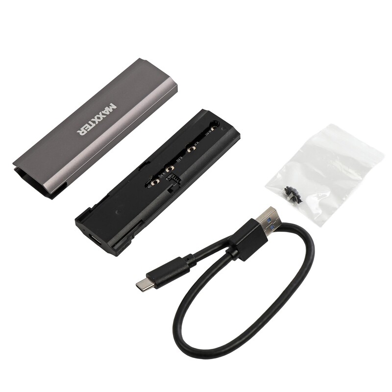 Внешний карман Maxxter M.2 NVMe PCIe, USB 3.1 Type-C Gen2, Metal, Black (EHDE-2280S-02)