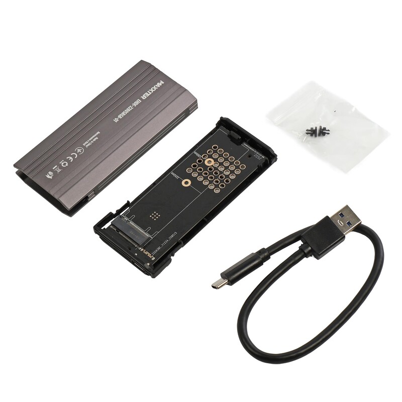 Внешний карман Maxxter M.2 NVMe PCIe, USB 3.1 Type-C Gen2, RGB, Metal, Black (EHDE-2280SRGB-01)