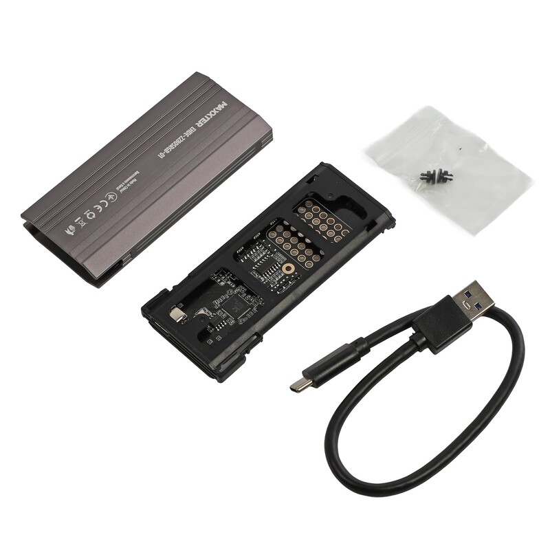 Внешний карман Maxxter M.2 NVMe PCIe, USB 3.1 Type-C Gen2, RGB, Metal, Black (EHDE-2280SRGB-01)