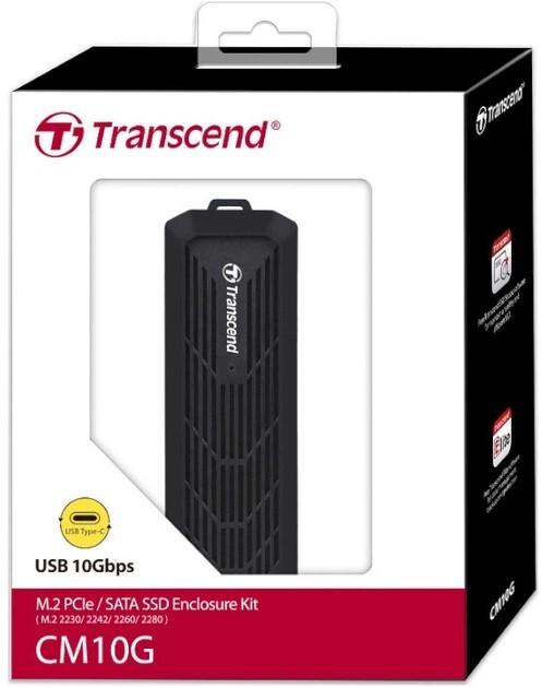 Внешний карман Transcend для SSD M.2 PCIe/SATA USB 3.2 Type-C Black (TS-CM10G)