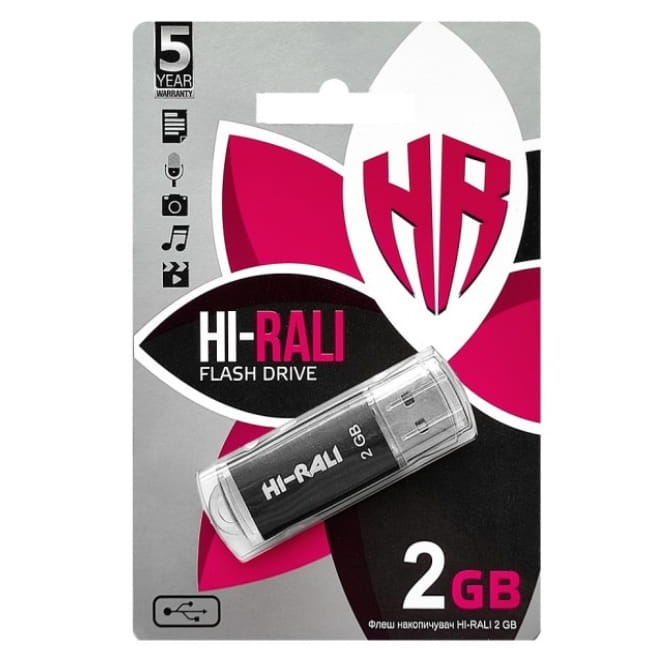 Флеш-накопитель USB 2GB Hi-Rali Rocket Series Black (HI-2GBRKTBK)