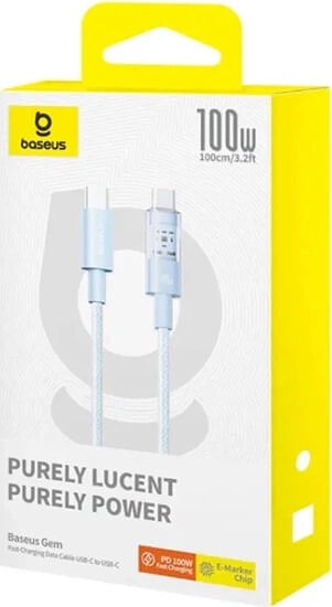 Кабель Baseus Gem Fast-Charging USB Type-C - USB Type-C (M/M), 100W, 1 м Blue
