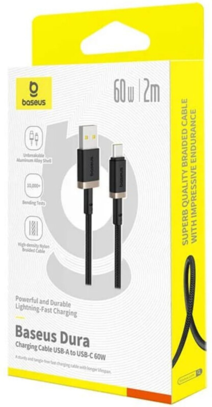 Кабель Baseus USB - USB Type-C (M/M), 60W, 2 м Black/Gold