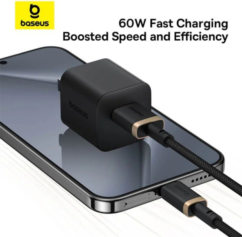 Кабель Baseus USB - USB Type-C (M/M), 60W, 2 м Black/Gold