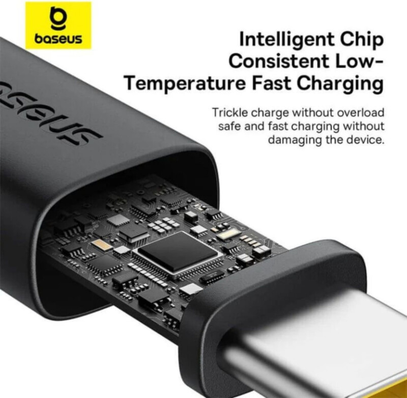 Кабель Baseus USB - USB Type-C (M/M), 60W, 2 м Black/Gold