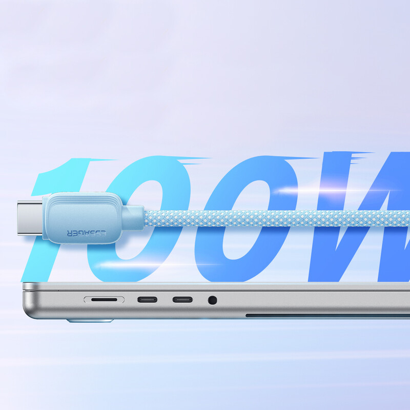 Кабель Essager Breeze USB Type-C - USB Type-C (M/M), 100W, 1 м Blue (EXCTT1-WL03-P)