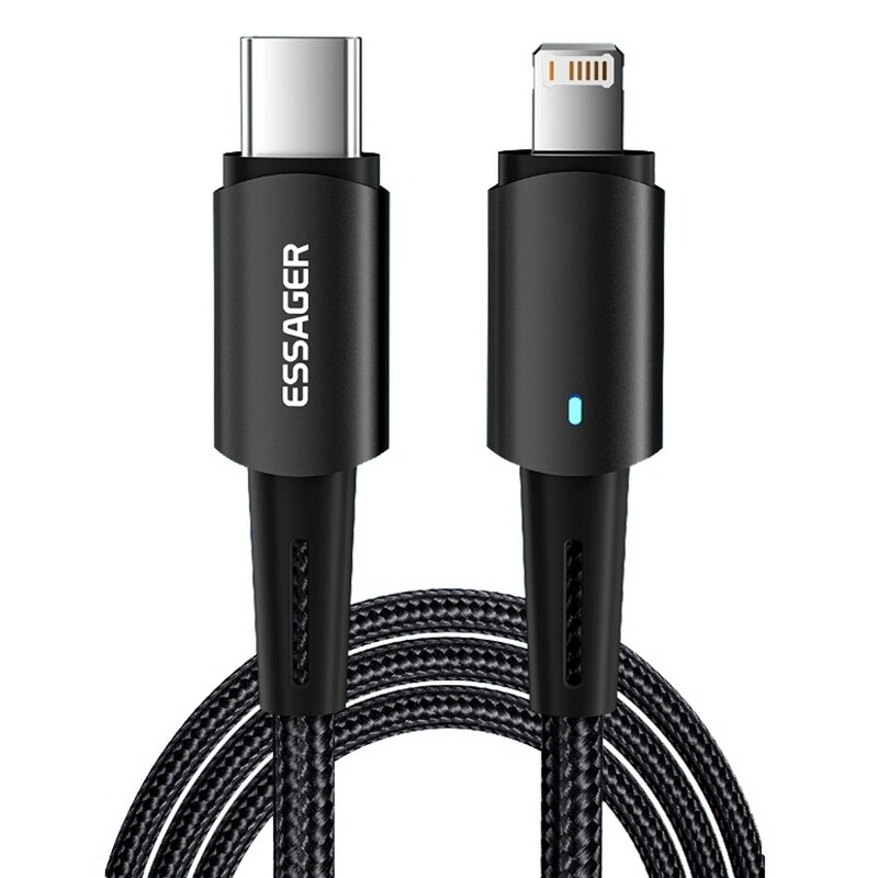 Кабель Essager Sunset USB Type-C - Ligthning (M/M), 20W, 1 м Black (EXCTL-CG01)