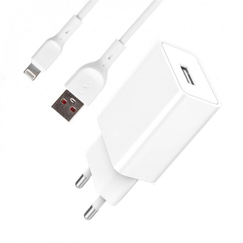 Зарядний пристрій SkyDolphin SC36L (1USB, 2.4A) White (MZP-000116) + кабель Lightning_бн
