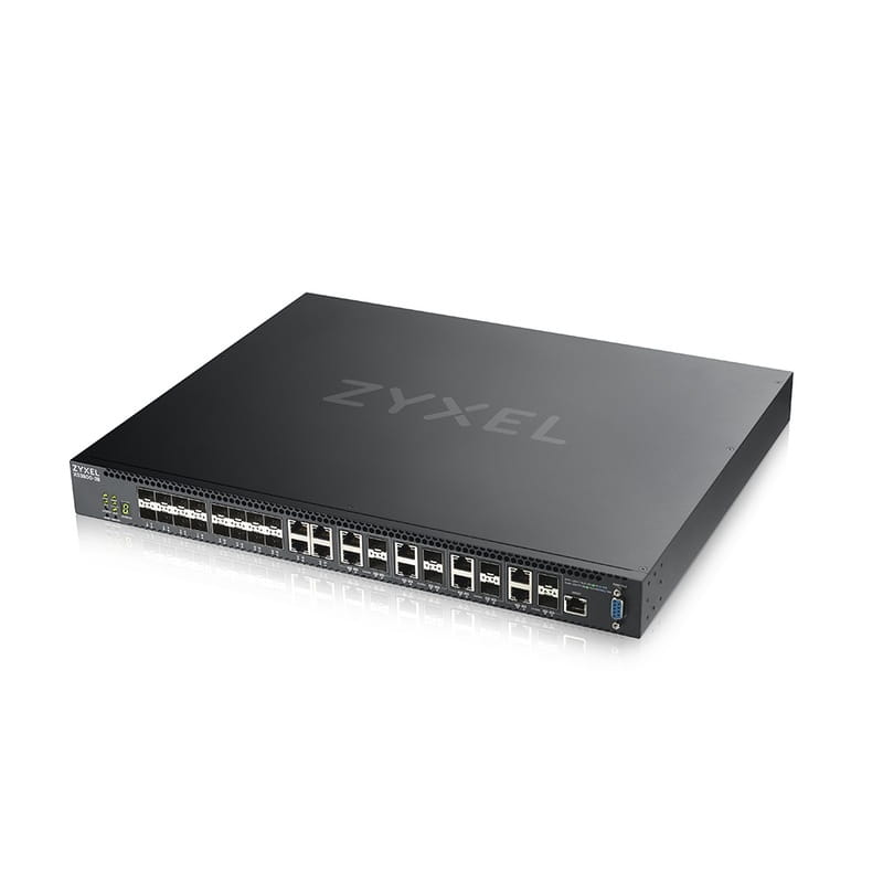Коммутатор ZYXEL XS3800-28 (XS3800-28-ZZ0101F) (4x10GE, 8x10GE/SFP+, 16xSFP+, стекируемый (до 4), 2 источника питания AC, L3 Lite)