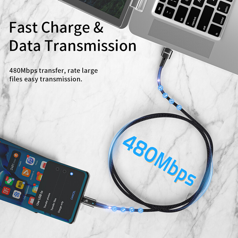 Кабель Essager Sunset USB - USB Type-C (M/M), 100W, 1 м Black (EXC7A-CG01-P)
