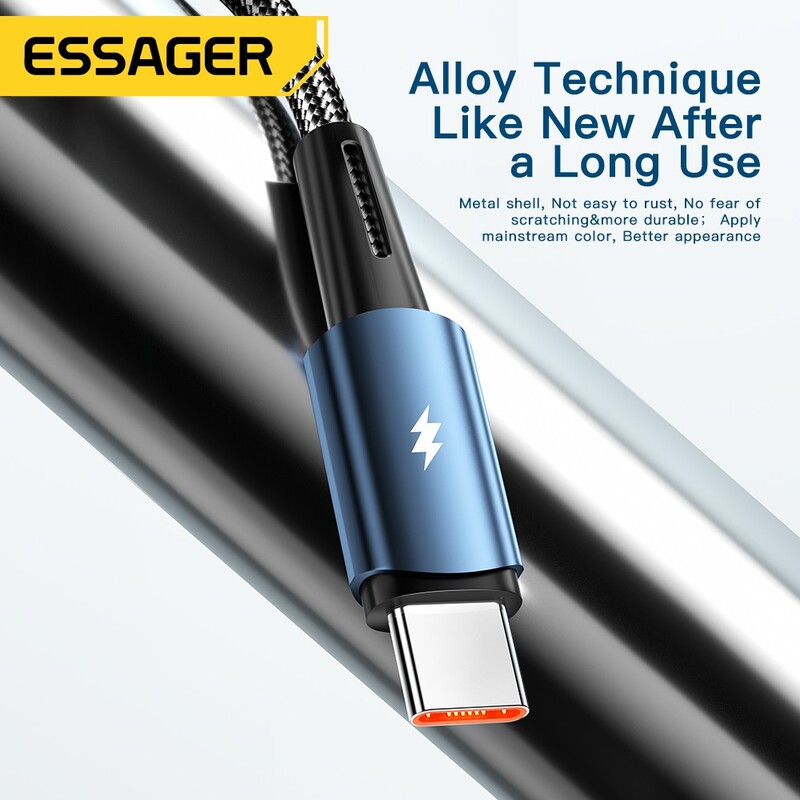 Кабель Essager Sunset USB - USB Type-C (M/M), 120W, 1 м Black (EXC120-CG01-P)