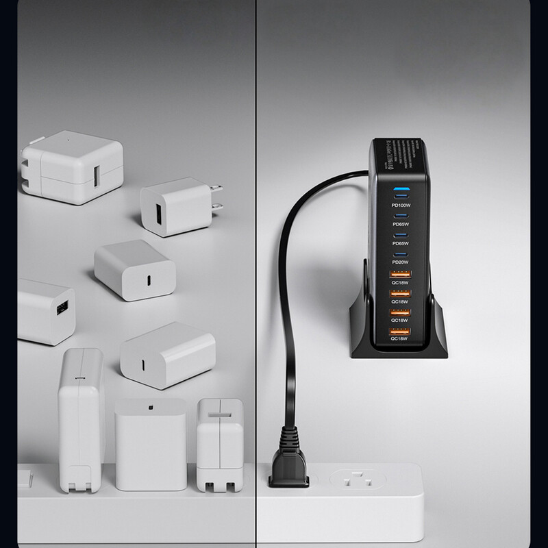 Сетевое зарядное устройство Essager Engine 320W 4xUSB-C+4xUSB-A Black (EZC320W-QJB0G-Z)