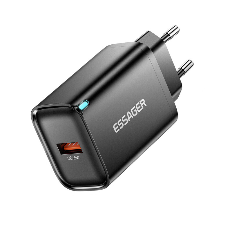 Сетевое зарядное устройство Essager Flash 45W USB-A QC Black (ECT45W-RPB01-Z)