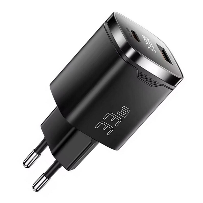 Сетевое зарядное устройство Essager Gamet 33W GaN Digital Display A+C Black (ECT33W-GMB01-Z)