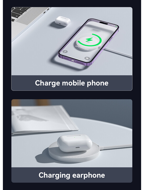 Бездротовий зарядний пристрій Essager Wind 2in1 Wireless Charger 15W White (EWXCX-CF02-Z)
