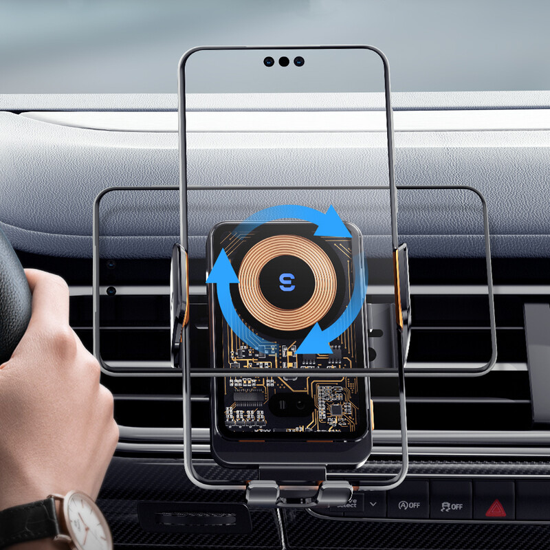 Тримач для телефона Essager Junyi 15W Wireless Phone Holder for Car (Air Outlet Type) Black (EZJWX-JY01-Z)