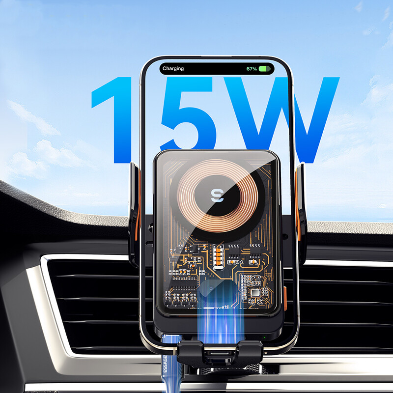 Тримач для телефона Essager Junyi 15W Wireless Phone Holder for Car (Air Outlet Type) Black (EZJWX-JY01-Z)
