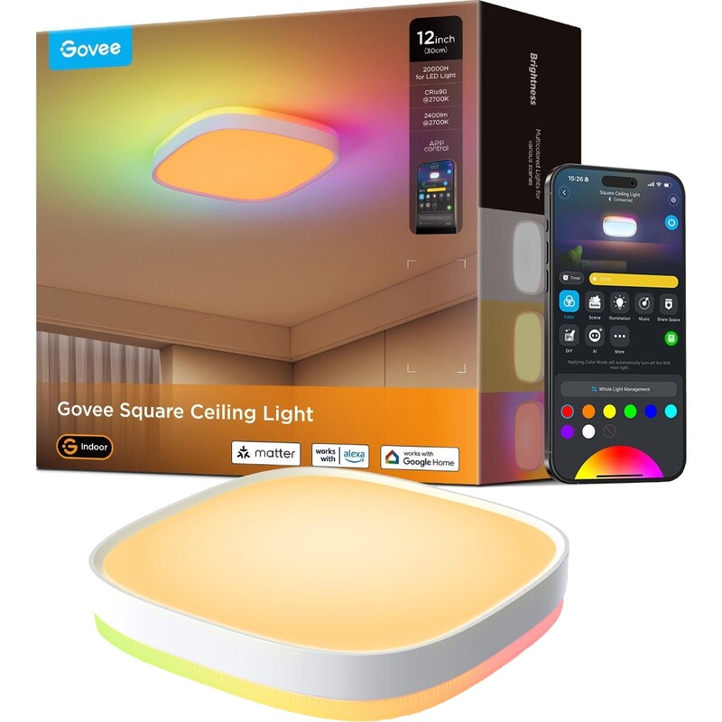 Світильник стельовий Govee H60A4 Smart Square Ceiling Light 2700-6500K White (H80A4C01)