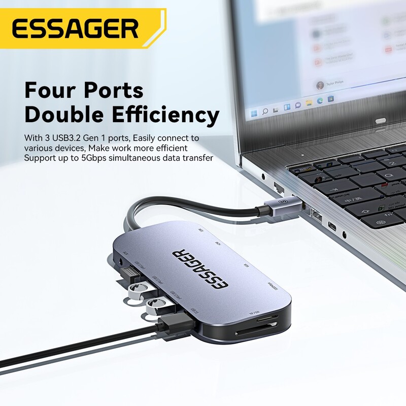 USB-хаб Essager Marble Harp 11 in 1 USB-C Hub (EHB11-FQ0G-Z)