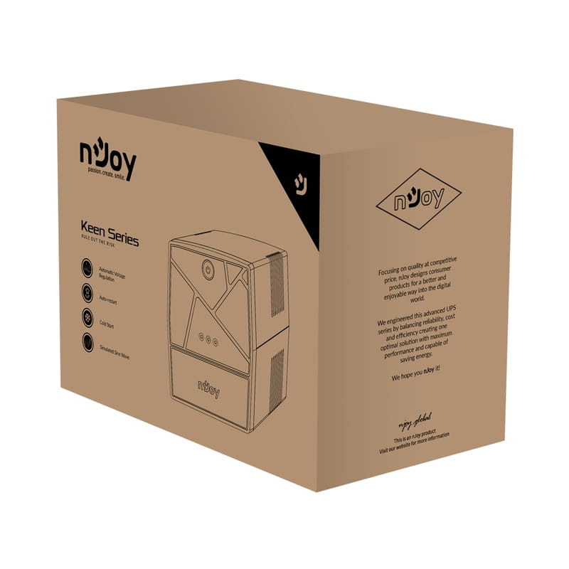 ИБП NJOY Keen 1000 (UPLI-LI100KE-CG01B) Lin.int., AVR, 4 x евро, пластик
