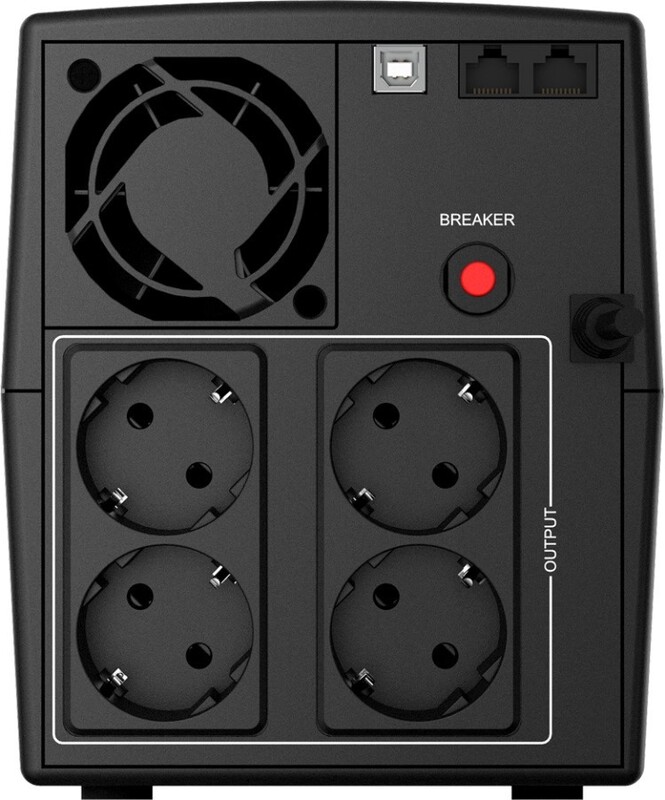 Джерело безперебійного живлення NJOY Keen 1000 (UPLI-LI100KU-CG01B), Lin.int., AVR, 4 x евро, USB, пластик