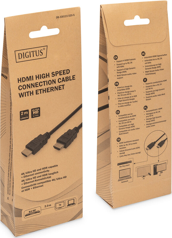 Кабель Digitus HDMI - HDMI (M/M), UHD 4K, 2 м, Black (DB-330123-020-S)