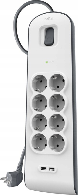 Фільтр живлення Belkin Surge Protectors 8 розеток, 2 USB, 2 м, White (BSV804VF2M-V2)