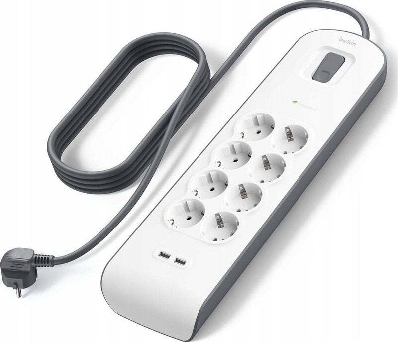 Фільтр живлення Belkin Surge Protectors 8 розеток, 2 USB, 2 м, White (BSV804VF2M-V2)