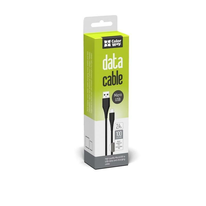 Кабель ColorWay USB - microUSB (M/M) (PVC), 2.4А, 1 м, Black (CW-CBUM025-BK)