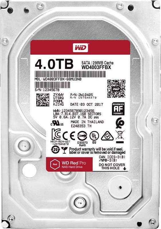 Накопичувач HDD SATA 4.0TB WD Red Pro NAS 7200rpm 256MB (WD4003FFBX)