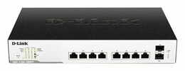 Комутатор D-Link DGS-1100-10MPP (8x1GE w/PoE, 7-8 порт w/UPoE(75Вт/порт), 2xSFP/1G, PoE 242Вт, Easy)