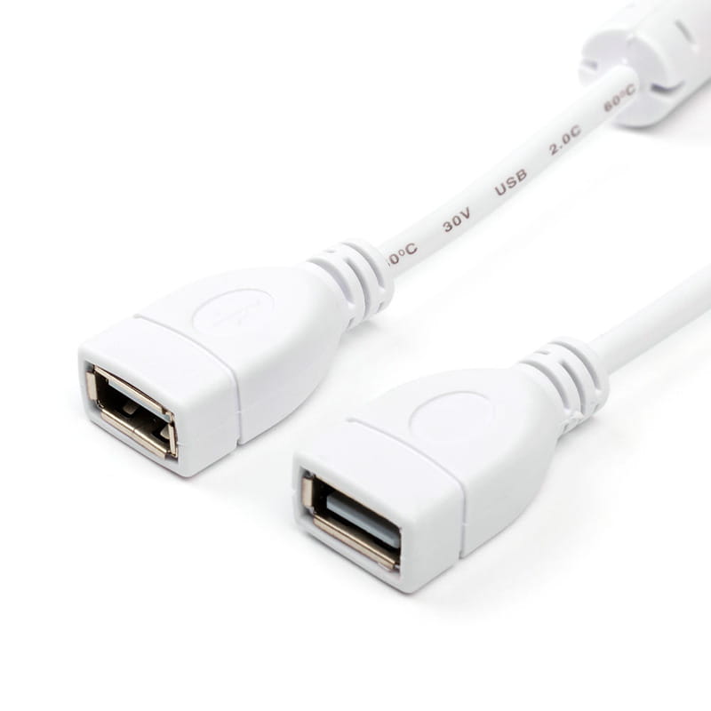 Кабель Atcom USB - USB V 2.0 (F/F), 1.8 м, white (15647)