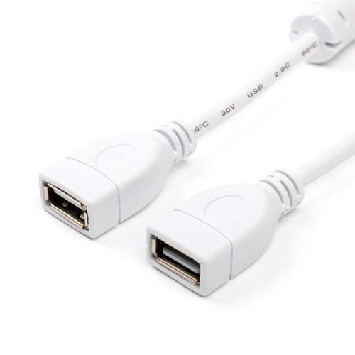 Photos - Cable (video, audio, USB) ATCOM Кабель  USB - USB V 2.0 (F/F), 1.8 м, white  15647 (15647)
